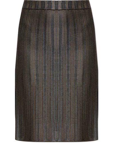 Ferragamo Striped Skirt, - Black