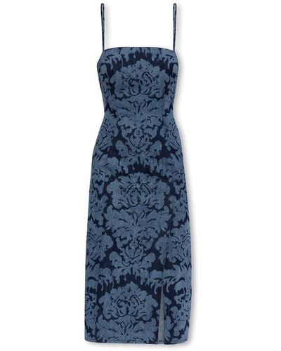 Alexander McQueen Denim Dress With Straps - Blue