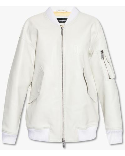 DSquared² Leather Bomber Jacket - White