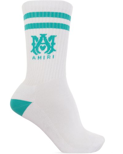 Amiri Socks With Logo, - White