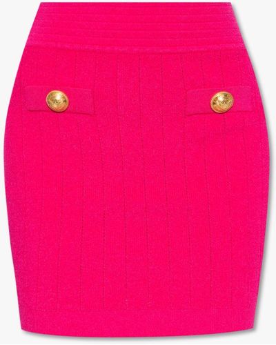 Balmain Ribbed Skirt - Pink