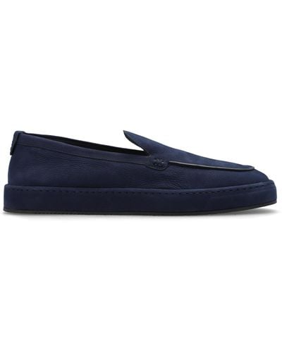 Giorgio Armani Leather Loafers, - Blue