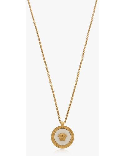 Versace Brass Necklace With Pendant, - Metallic