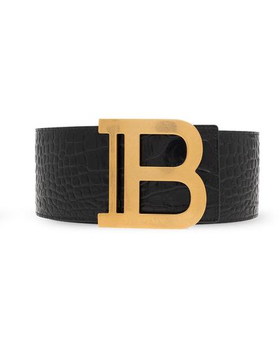 Balmain Wide Waist Belt, - Black