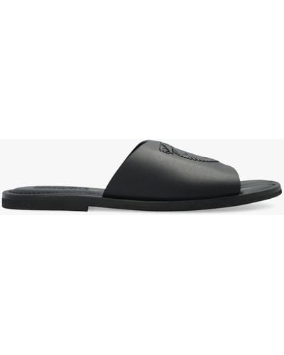 Ferragamo 'lionel' Leather Slides - Black