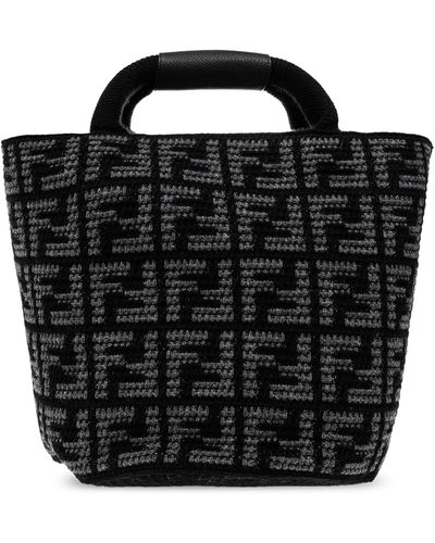 Fendi Monogrammed Shopper Bag - Black