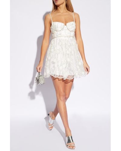 Self-Portrait Tulle Dress With Sequins, - White