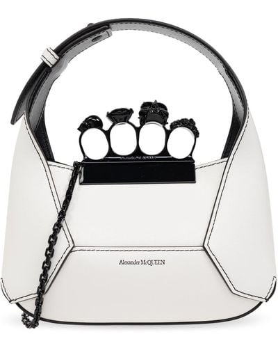 Alexander McQueen Mini Jewelled Handbag, - White