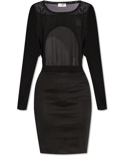 Saint Laurent Dress With Long Sleeves, - Black