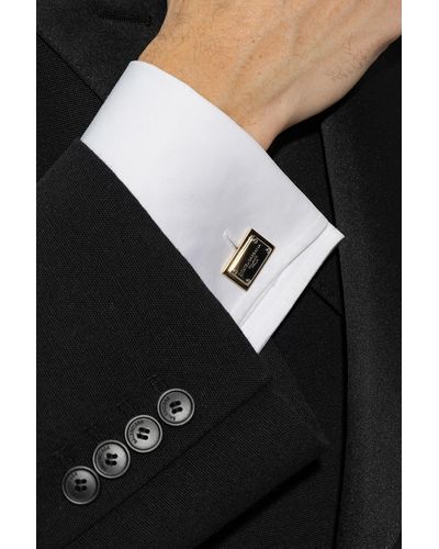 Dolce & Gabbana Logo-Engraved Cufflinks - Metallic