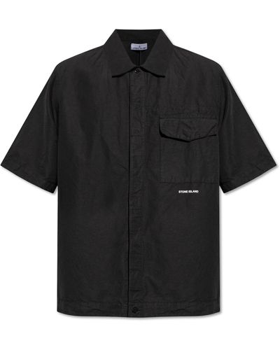 Stone Island Shirt With Short Sleeves - Black