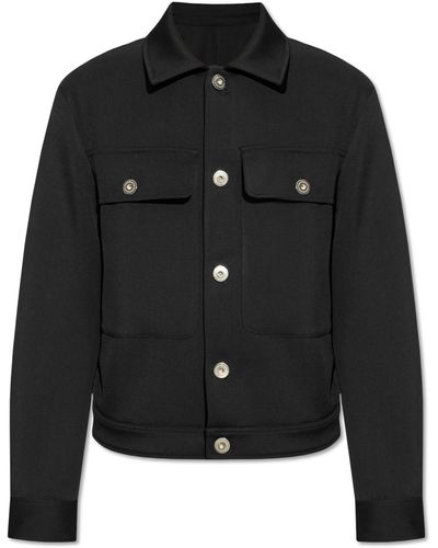 Ferragamo Wool Jacket With Collar - Black