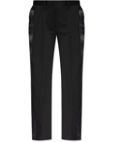 Helmut Lang Creased Trousers With Side Stripes - Black