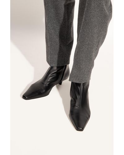 Totême Leather Heeled Ankle Boots - Black
