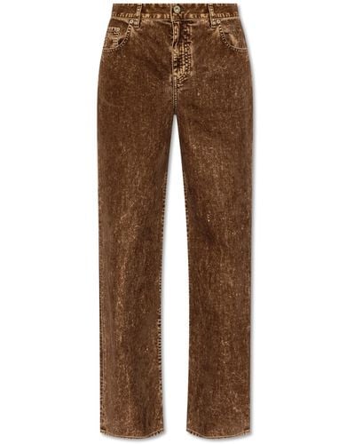 Loewe Jeans With Flocked Pattern, - Brown
