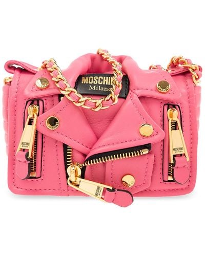Moschino Leather Shoulder Bag, - Pink