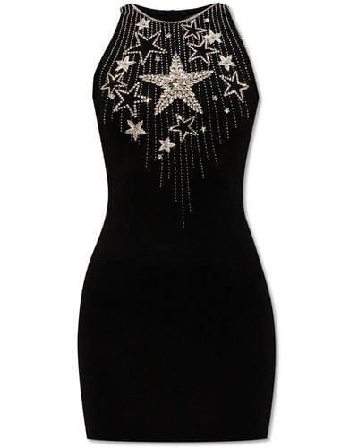 Balmain Dress With Sparkling Appliqués, - Black