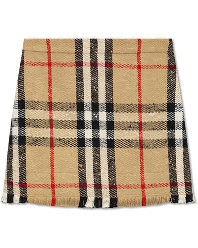 Burberry Patterned Skirt - Natural