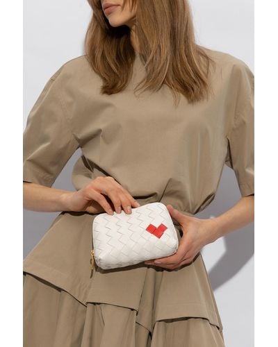 Bottega Veneta Wash Bag With Heart Motif - White
