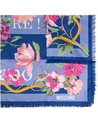 Moschino Floral Scarf, - Blue