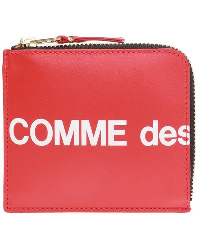 Comme des Garçons Logo-print Leather Half-zip Wallet - Red