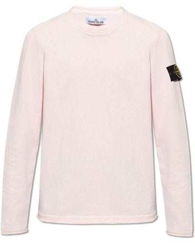 Stone Island Jumper With Logo, - Pink