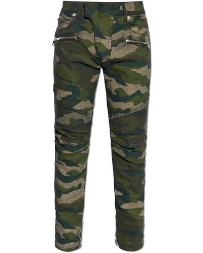 Balmain Camouflage Print Jeans By - Green