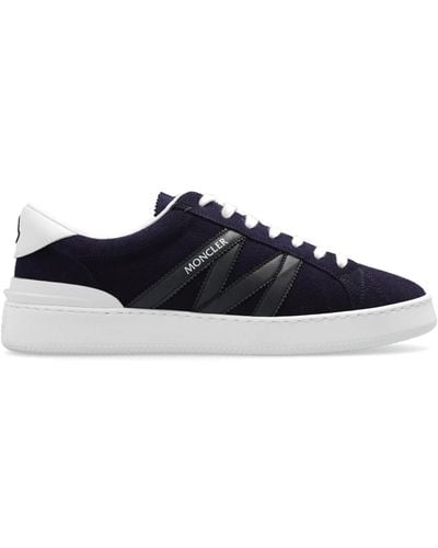 Moncler Monaco M Leather-trimmed Suede Trainers - Blue