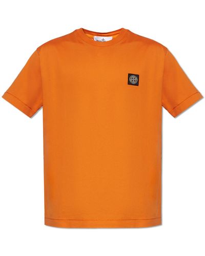 Stone Island T-shirt With Logo, - Orange