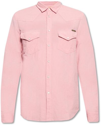 DIESEL 's-east-long-hs' Shirt With Pockets - Pink
