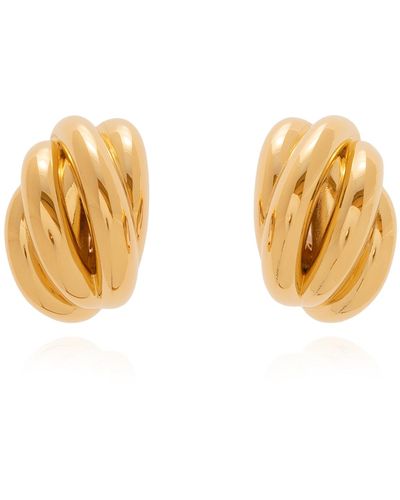 Balenciaga 'saturne' Brass Clip-on Earrings, - Metallic