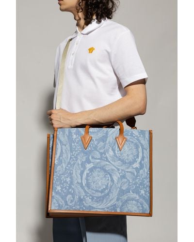 Versace Shopper Bag With Logo - Blue