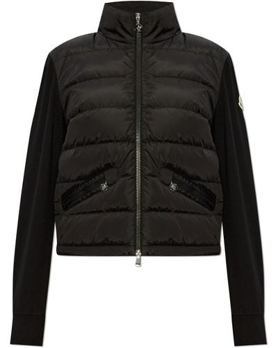 Moncler Sweatshirt With Quilted Front, - Black