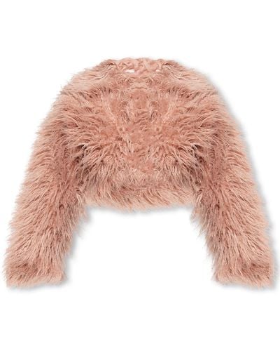 Cult Gaia ‘Adda’ Cropped Fur Jacket - Pink