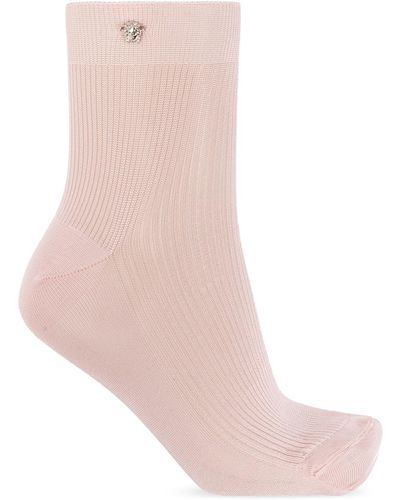 Versace Socks With Logo, - Pink
