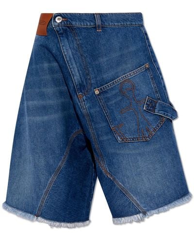 JW Anderson Denim Shorts With Logo, - Blue