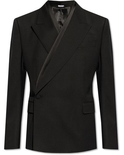 Dolce & Gabbana Wool Blazer With Satin Trim, - Black