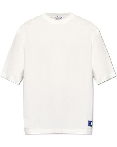 Burberry T-shirt In Organic Cotton, - White