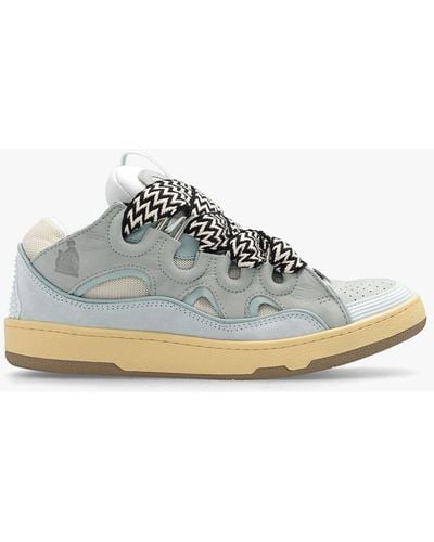 Lanvin Curb Leather, Suede And Mesh Sneakers - Multicolour