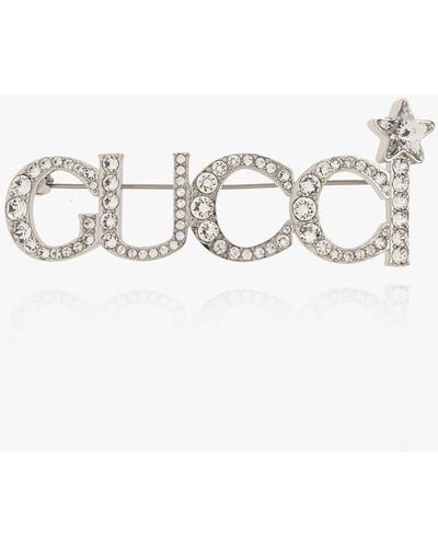 Gucci Brooch With Logo, - Metallic