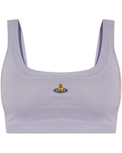 Vivienne Westwood Crop Top With Logo, - Purple