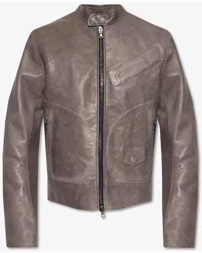 DIESEL 'l-josh' Leather Jacket - Brown