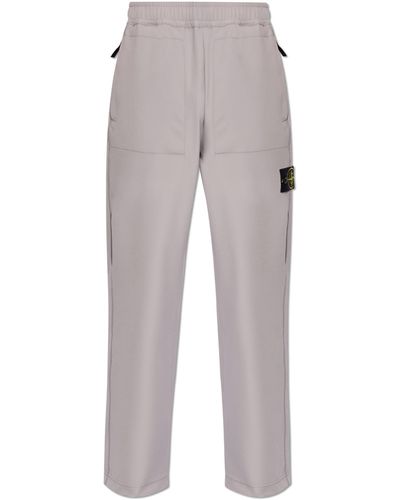 Stone Island Trousers With Logo Patch, - Grey