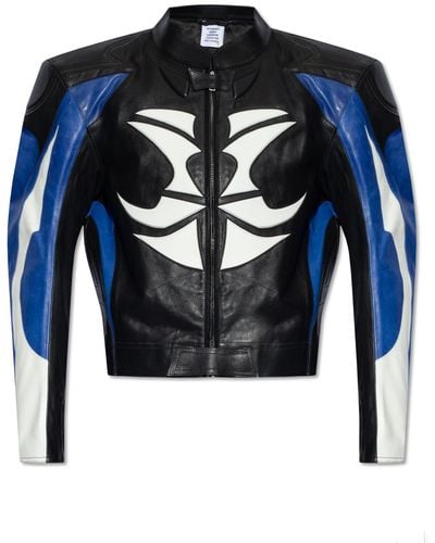 Vetements Leather Jacket, - Blue