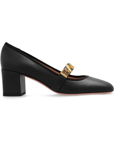 Bally Leather Court Shoes, - Black