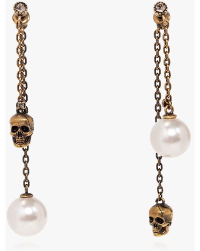 Alexander McQueen Pearly Skull Earring - White