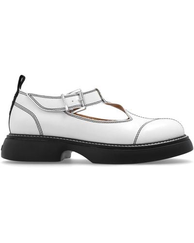Ganni Shoes With Stitching Details, - White