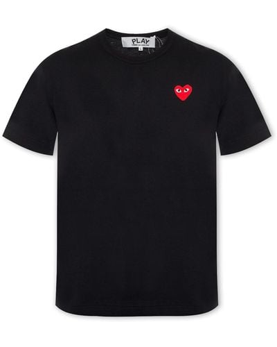 Comme des Garçons Heart Logo-embroidered Cotton-jersey T-shirt - Black