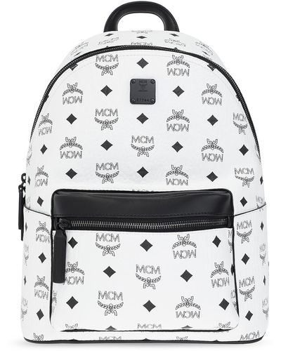 MCM Stark Small Visetos & Leather Backpack - White