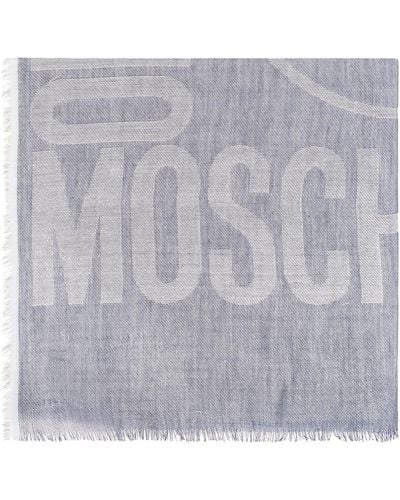 Moschino Logo Jacquard Lurex Scarf - Grey